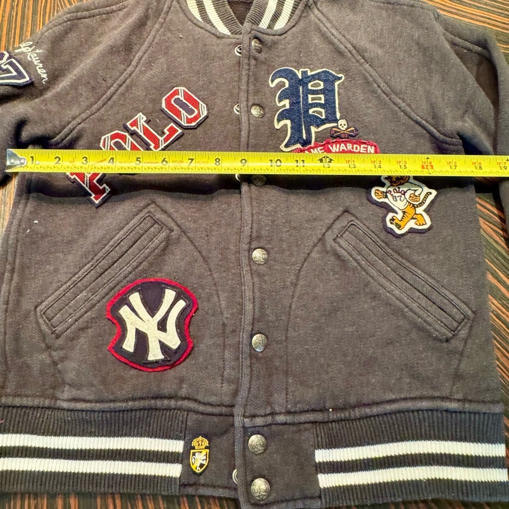 Polo Ralph Lauren Men's XS Letterman P Wing Grey Varsity Jacket Bomber - Picture 5 of 10